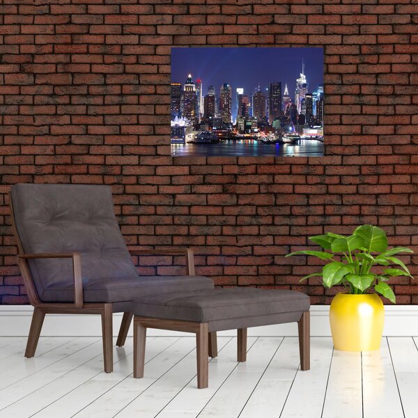 Obraz - Osvětlené New Yorské mrakodrapy (70x50 cm)