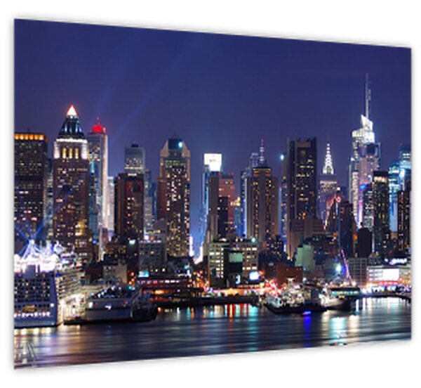 Obraz - Osvětlené New Yorské mrakodrapy (70x50 cm)