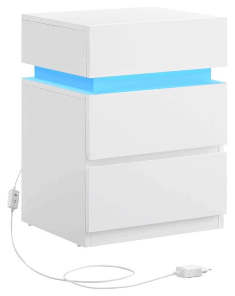 Noční stolek s LED osvětlením, bílý ANT-E1163 WT