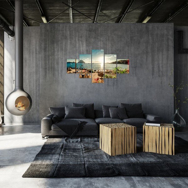Obraz - Pláž s lidmi (125x70 cm)