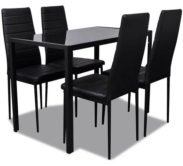 Jídelní set 5 kusů umělá kůže černý 275412