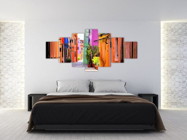 Obraz - Barevné domy v Buranu, Benátky (210x100 cm)