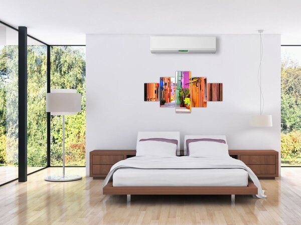 Obraz - Barevné domy v Buranu, Benátky (125x70 cm)