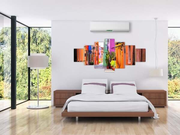 Obraz - Barevné domy v Buranu, Benátky (210x100 cm)