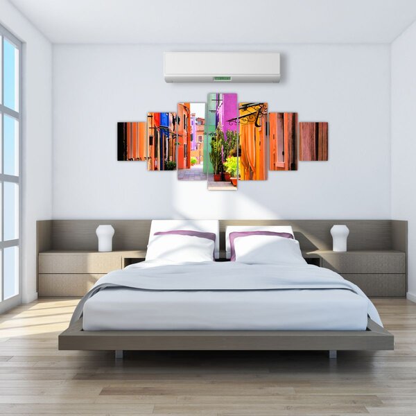 Obraz - Barevné domy v Buranu, Benátky (210x100 cm)
