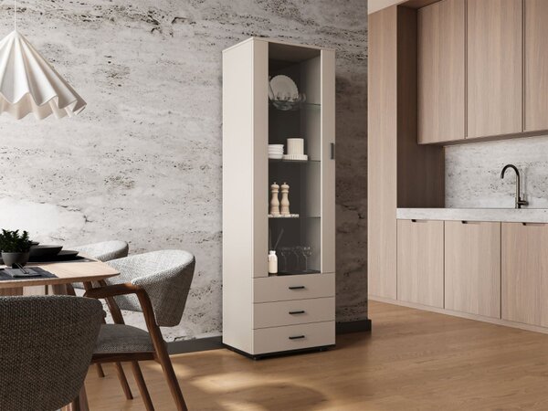 Vysoká vitrína Boho B1, Osvětlení: bez osvětlení, Barva: černý / černý lesk 5902928098372