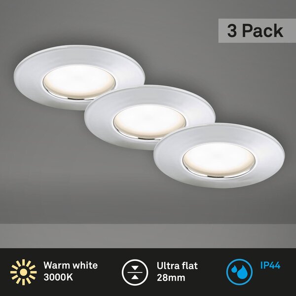 BRI 7204-038 3ks sada LED vestavné svítidlo, pr. 7,5 cm, chrom - BRILONER
