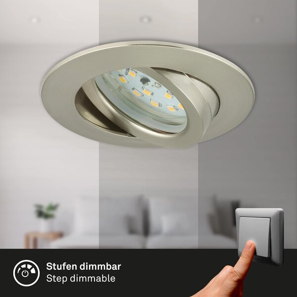 BRI 7296-032 3ks sada LED vestavné svítidlo, pr. 8,2 cm, 6,5 W, matný nikl - BRILONER