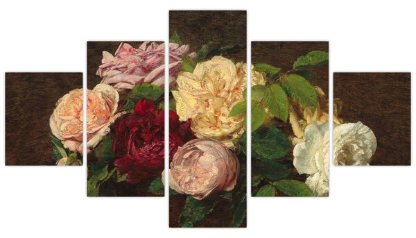 Obraz - Henri Fantin-Latour, Roses de Nice on a Table, reprodukce (125x70 cm)