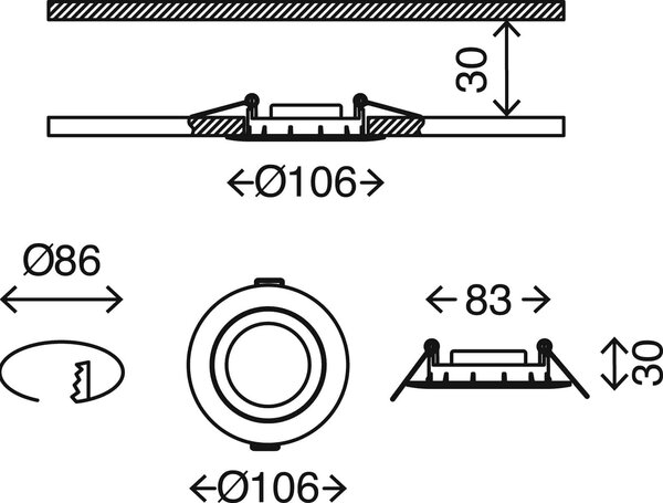 BRI 7114-436 3ks sada LED vestavné svítidlo, pr. 10,6 cm, 7 W, bílé - BRILONER