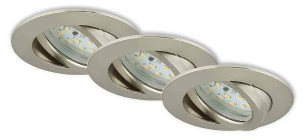 BRI 7296-032 3ks sada LED vestavné svítidlo, pr. 8,2 cm, 6,5 W, matný nikl - BRILONER