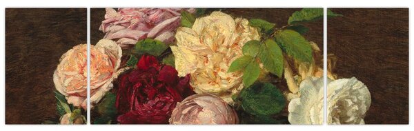 Obraz - Henri Fantin-Latour, Roses de Nice on a Table, reprodukce (170x50 cm)