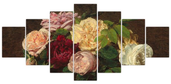 Obraz - Henri Fantin-Latour, Roses de Nice on a Table, reprodukce (210x100 cm)