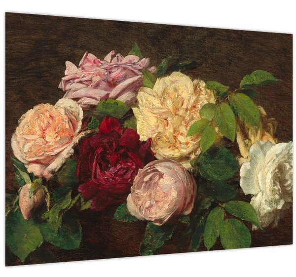 Obraz - Henri Fantin-Latour, Roses de Nice on a Table, reprodukce (70x50 cm)