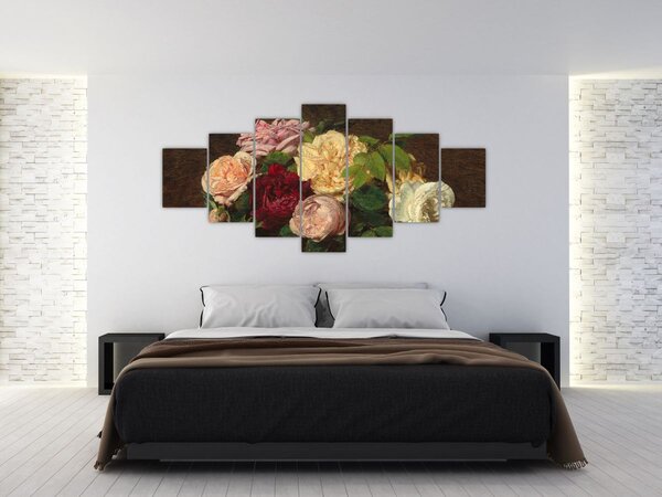 Obraz - Henri Fantin-Latour, Roses de Nice on a Table, reprodukce (210x100 cm)