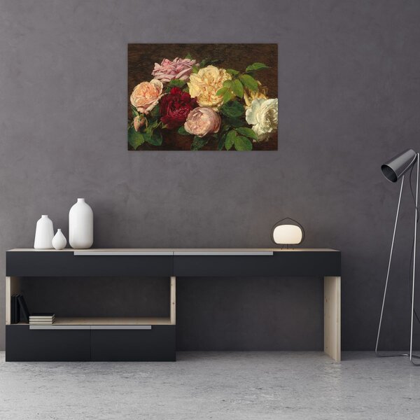 Obraz - Henri Fantin-Latour, Roses de Nice on a Table, reprodukce (70x50 cm)