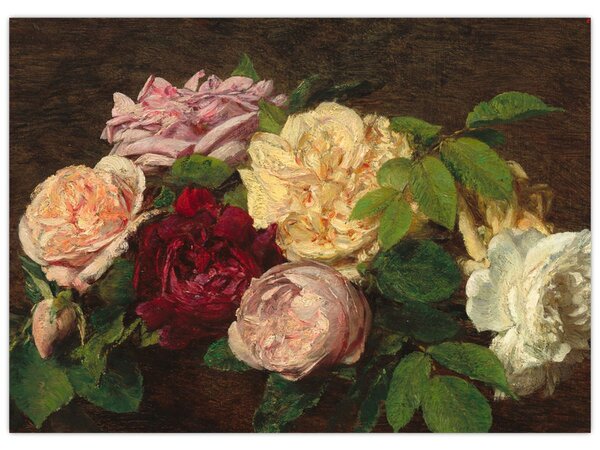 Obraz - Henri Fantin-Latour, Roses de Nice on a Table, reprodukce (70x50 cm)