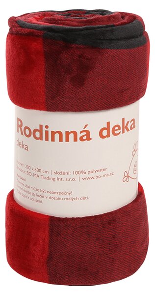 Deka RODINNÁ DEKA červenočerná, 200x300 cm