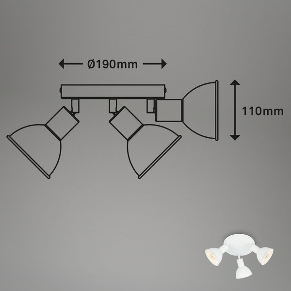 BRILO 2674-036 Bodové svítidlo pr. 19 cm 3x E14 max. 25W bílé - BRILO