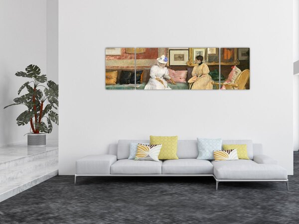 Obraz - William Merritt Chase, A Friendly Call, reprodukce (170x50 cm)