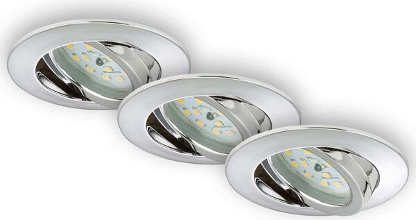 BRI 7209-038 3ks sada LED vestavné svítidlo, pr. 8,2 cm, 5 W, chrom - BRILONER