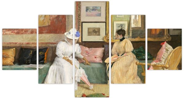 Obraz - William Merritt Chase, A Friendly Call, reprodukce (125x70 cm)