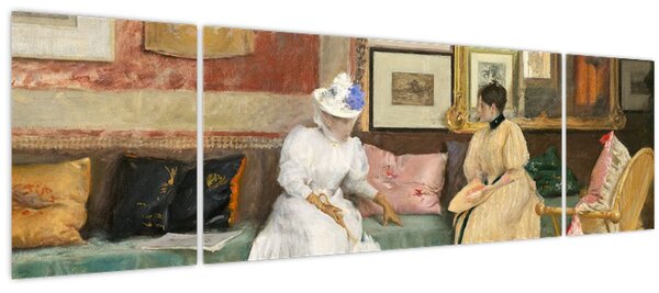 Obraz - William Merritt Chase, A Friendly Call, reprodukce (170x50 cm)