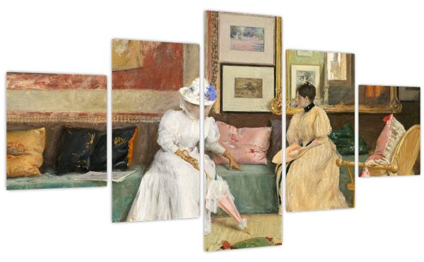 Obraz - William Merritt Chase, A Friendly Call, reprodukce (125x70 cm)