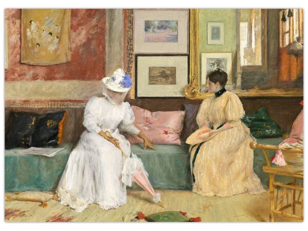 Obraz - William Merritt Chase, A Friendly Call, reprodukce (70x50 cm)