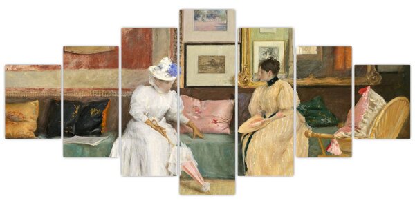 Obraz - William Merritt Chase, A Friendly Call, reprodukce (210x100 cm)