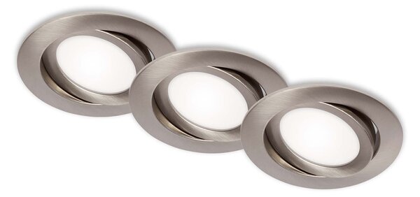 BRI 7114-432 3ks sada LED vestavné svítidlo, pr. 10,6 cm, 7 W, matný nikl - BRILONER