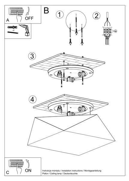 Sollux Lighting Stropní svítidlo HEXA 45 černé