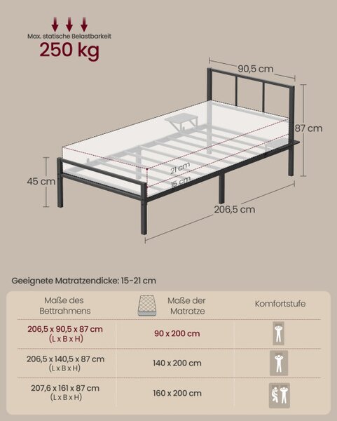 Kovová manželská postel 90 cm RMB192BD01