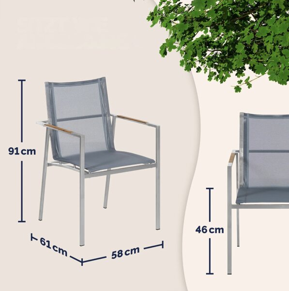 DB Garden Sada 4 ks zahradních židlí Monzu šedá