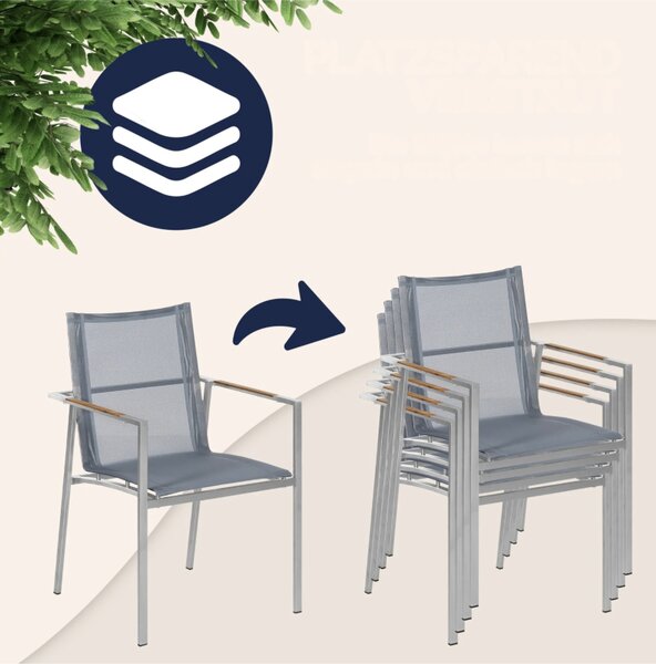DB Garden Sada 4 ks zahradních židlí Monzu šedá
