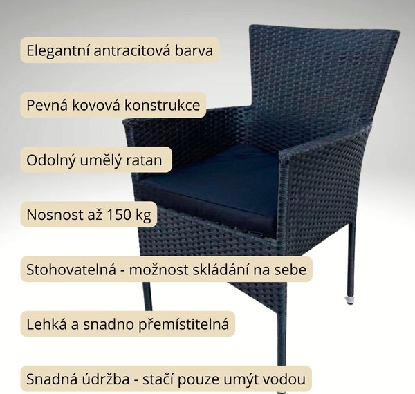 Vikio Ratanové zahradní křeslo DT174 antracit
