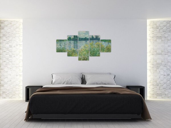 Obraz - Claude Monet, Banks of the Seine, reprodukce (125x70 cm)