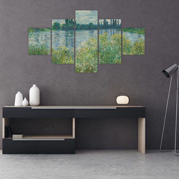 Obraz - Claude Monet, Banks of the Seine, reprodukce (125x70 cm)