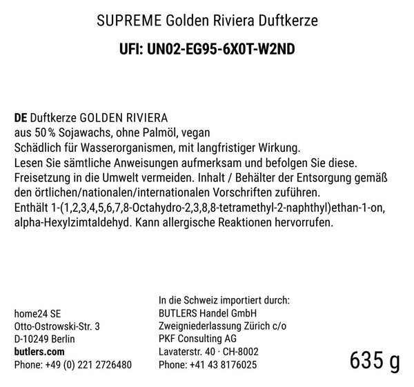 SUPREME Vonná svíčka velká Golden Riviera