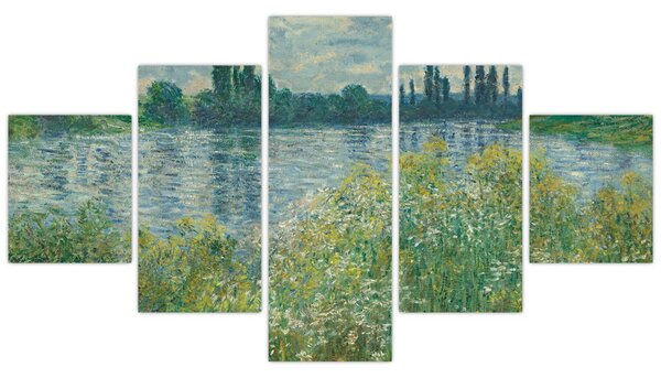 Obraz - Claude Monet, Banks of the Seine, reprodukce (125x70 cm)