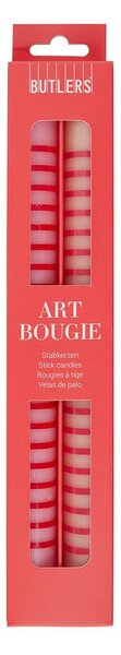 ART BOUGIE Sada svíček pruhy 2 ks - červená