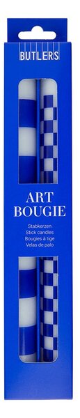 ART BOUGIE Sada svíček šachovnice 2 ks - tm. modrá