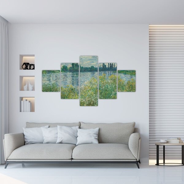 Obraz - Claude Monet, Banks of the Seine, reprodukce (125x70 cm)