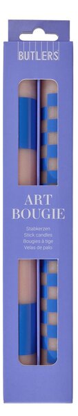 ART BOUGIE Sada svíček šachovnice 2 ks - sv. modrá