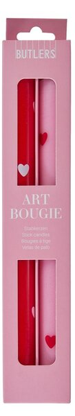 ART BOUGIE Sada svíček srdíčka 2 ks - červená