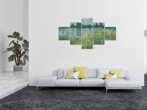 Obraz - Claude Monet, Banks of the Seine, reprodukce (125x70 cm)
