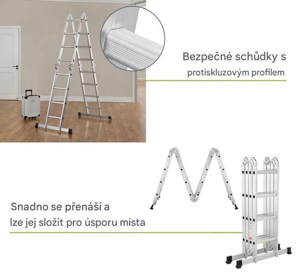 Juskys Hliníkový multifunkční žebřík 470 cm