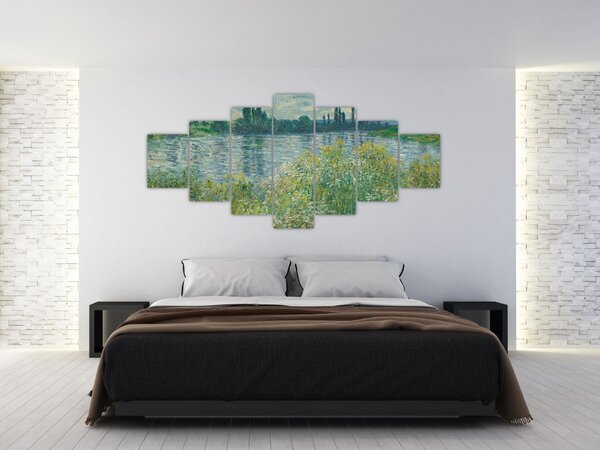 Obraz - Claude Monet, Banks of the Seine, reprodukce (210x100 cm)