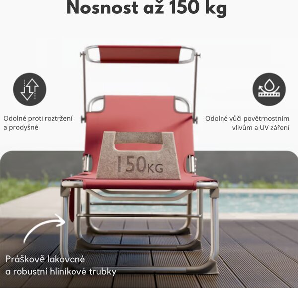 DB Garden Skládací zahradní lehátko Beil červené