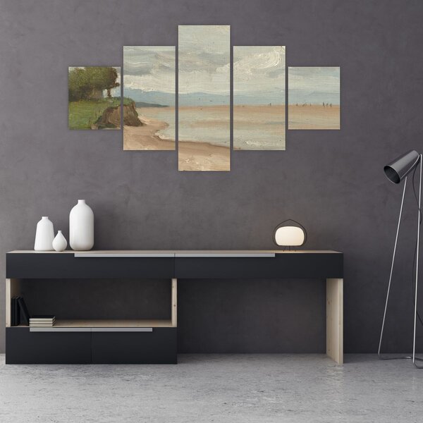 Obraz - Jean-Baptiste-Camille Corot, Beach Near Etretat, reprodukce (125x70 cm)